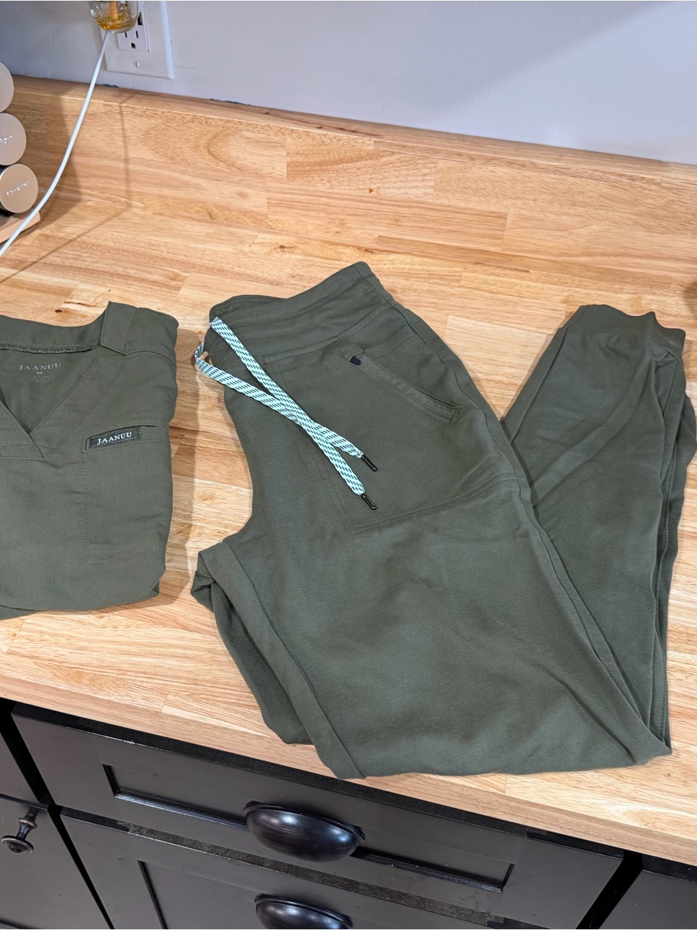 Jaanuu Olive Green Scrub Jumpsuit Set